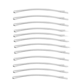 Mytoptrendz® 12 Pcs Extra Long Bobby Pins Classic Plain Wide Strong Jumbo Metal Hair Clips Slides Wide Flat Curve Shape Hairpins for Women Thick Long Updo Hair Style (Silver-8cm)