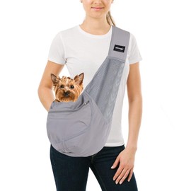 NATUYA Small Dog Sling Carrier - Lightweight & Cozy Breathable Mesh Pet Purse for Puppy Under 15 lbs - Zipper Pocket, Adjustable Strap for Hands-Free Travel Hiking Doggy Bag