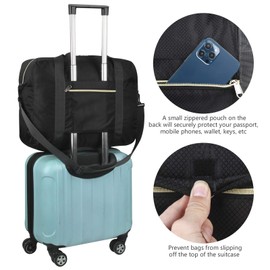 F.FETIVIN Personal item travel bag 18x14x8 for Spirit Airlines Lightweight carry on duffle bag waterproof for Gym,Sports,Vacation, BLACK3, m, Travel Duffel Bag