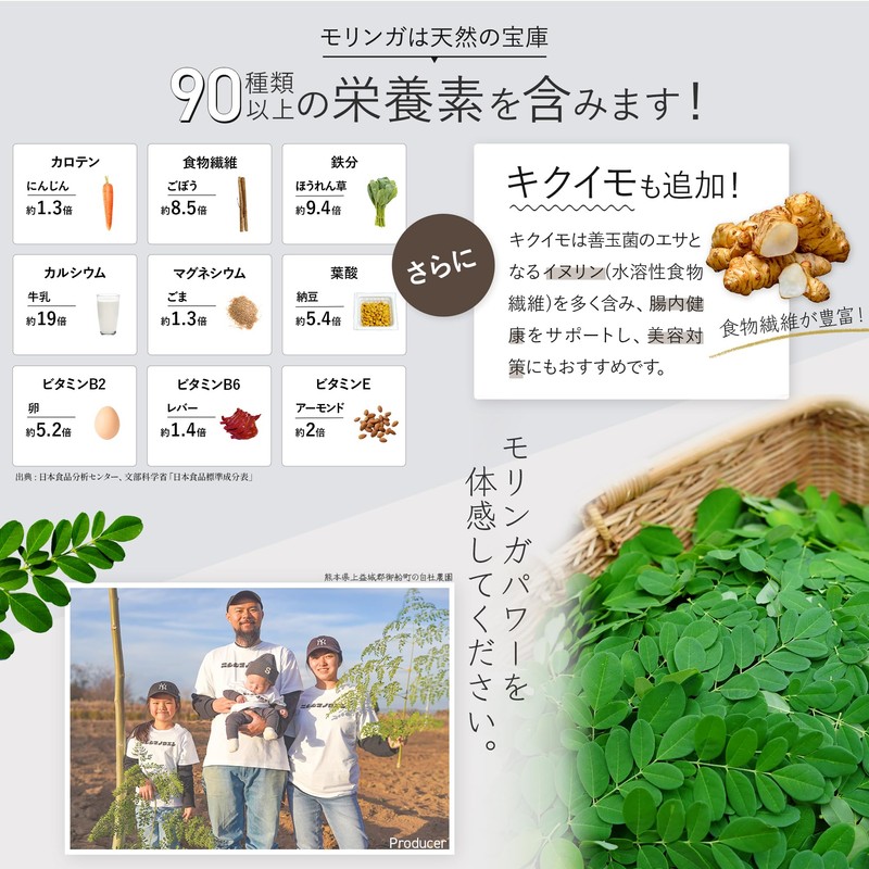 ニシジマ農園 モリンガ × 菊芋 サプリメント 熊本県産 有機JAS認証 60g 240粒 30日分【