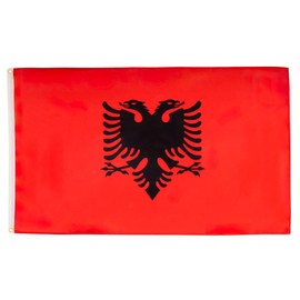 AZ FLAG 2 x Albania Flag 90 x 60 cm - Albania Flag - 100% Polyester - With Metal Eyelets - Pack of 2