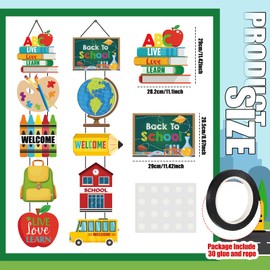 Yaomiao 2 Sets Back to School Party Decorations Porch Sign Welcome Door Porch Banner Happy Camper Welcome Back to School Hanging Decoration Outdoor Indoor Wall Hanging Decor Party Supplies