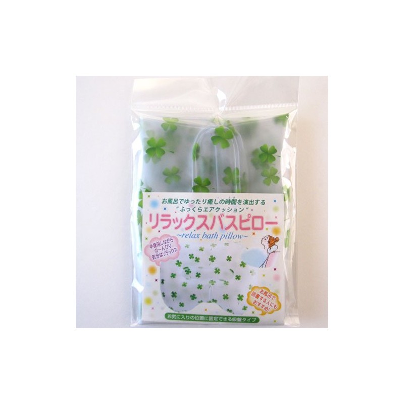 Relax Bath Pillow Clover with Suction Cups, Made in Japan