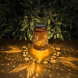 AZEEBOI 2 Pack Solar Lanterns Outdoor Waterproof Hummingbird Lantern Garden Decor Birthday Gifts for Women Mom Grandma Hanging Solar Lights Metal Decoration for Yard, Patio, Backyard, Porch