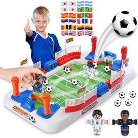 WeeHomm 2-in-1 Tabletop Foosball Soccer Board Game Kids Mini Football Arcade Toy Boys Birthday Gifts 4-12 Years Old Portable Indoor Party Activity Set