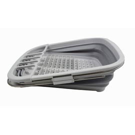 SAMMART 8L (2.11Gallons) Expandable Collapsible Dish Drainer - Foldable Drying Rack - Portable Dinnerware Organizer - Space Saving Kitchen Storage Tray (Grey, 1)