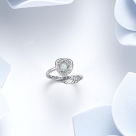 Heart Urn Rings for Ashes for Women: 925 Sterling Silver Opal Urn Ring Hold Loved Ones Ashes - Adjustable Cremation Ring Memorial Keepsake Urns Jewelry Band Gifts for Human Pet Ashes