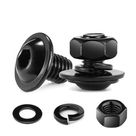 Pack of 10 M5 x 12 Screws, Pan Head Screws Nuts and Washers Assortment Kit, Stainless Steel A2 V2A, Hexagon Socket, Full Thread, Black Oxide