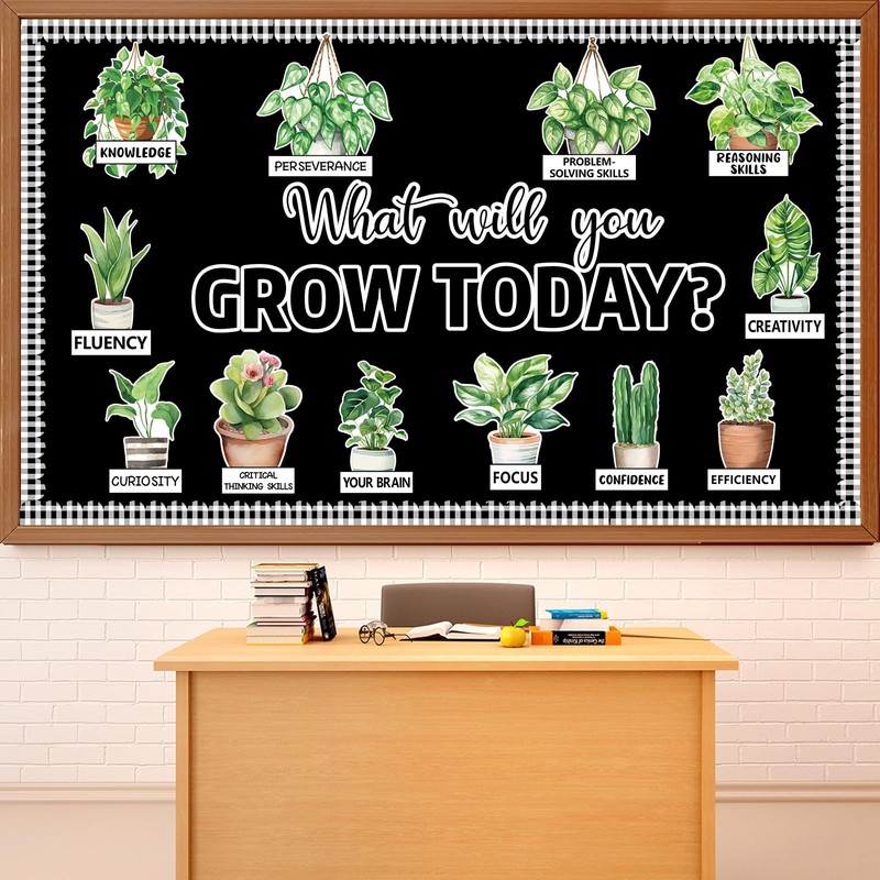 Spring Greenery Potted Plant Bulletin Board Set Motivational Eucalyptus Classroom