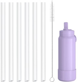 Replacement Straws Compatible with Hydrapeak Sport Insulated Water Bottle- Hydrapeak Flow,Mini With Straw Lid-Accessories Set Include 6 Straws and 1 Cleaning Brush