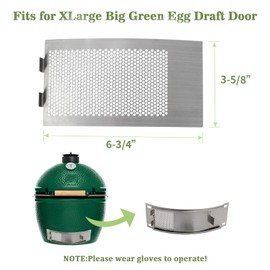 Mesh Screen XL for Big Green Egg,Punched Metal Mesh Screen for Extra-Large Big Green Egg, Bottom Vent Mesh Panel for BGE, XL BGE Stainless Steel Draft Door Screen, BGE Accessories, Grill Accessories.
