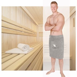 Lashuma Lillby Sauna Kilt Men's Terry Cloth Sauna Towel with Velcro Fastening XS - M Grey