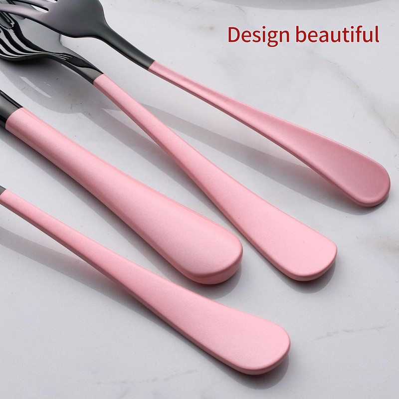 Onlycooker 20-Piece Black and Red Silverware Set 18/0 Stainless Steel