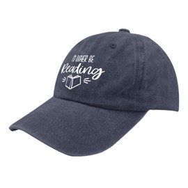 ODCRAT Book Lover Dad Hats I'd Rather Be Reading Baseball Caps, Graphic Baseball Caps for Women Navy Blue