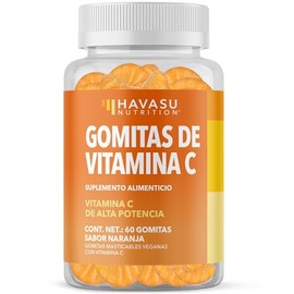Gomitas de Vitamina C 250 mg Sabor Naranja – Suplemento Alimenticio Antioxidante para Adultos – 60 Gomitas – Sin OGM y Sin Colorantes Artificiales