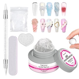 2Oz Solid Builder Gel for Nails, 60g Clear Hard Gel for Nails 3D Sculpting nail Gel Carving Gel Nail Extension Gel Nail Art Salon Home Non-Sticky Hand Poly Nail Gel