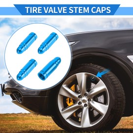 VekAuto 4 Pcs Tire Valve Stem Caps, 32x10MM Car Wheel Valve Cap Universal for Car Bike Motorcycle Anti Crash Aluminum Alloy Sky Blue Tyre Valve Stem Cover Valve Dust Cap Tire Valve Cap