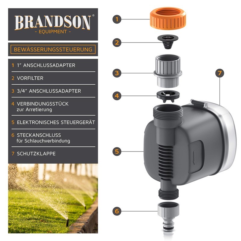 Brandson - Bewässerungssteuerung - Bewässerungsuhr - Wasserzeitschaltuhr - Bewässerungssystem –