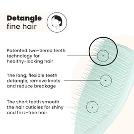 Tangle Teezer Fine and Fragile Ultimate Detangler Hairbrush for Coloured, Fine & Thin Hair - Two-Tiered Soft Flex Teeth Reduce Breakage & Pulling - Gentle on Delicate Hair - Ice Blue
