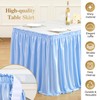 6Ft Baby Blue Satin Table Skirt for Rectangle or Round