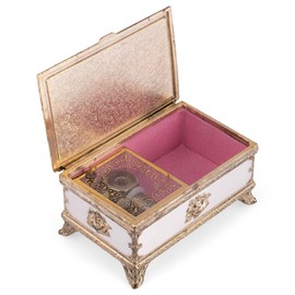 Splendid New Baby Girl Music Box Jewelry Box in Rectangular Shape with Lined Jewelry Compartment Playing Brahm's Lullaby