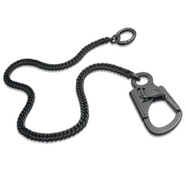 Ahiller Wallet Chain, 24.8 inches (63 cm), Stainless Steel, 4.9 oz (145 g), Lightweight, Gunmetal Color (YK), Double Locking Carabiner Included, Security Keychain, Wallets, Pants, Bags, Durable Design