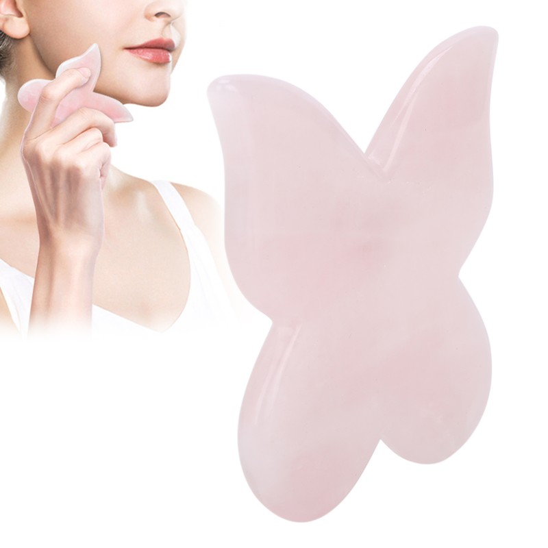 Pink Jadestone Scraping Board Butterfly Shape Massaging Gua Sha Board