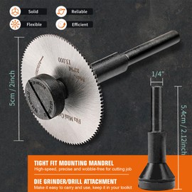 NuoDunco 2 Inch Cut Off Wheel with 1/4 Stem Mounting Mandrel 2" Circular Saw Cutting Wheel for Die Grinder Drill Cutter Disc for Wood Plastic PVC Pipe Stainless Steel Tube