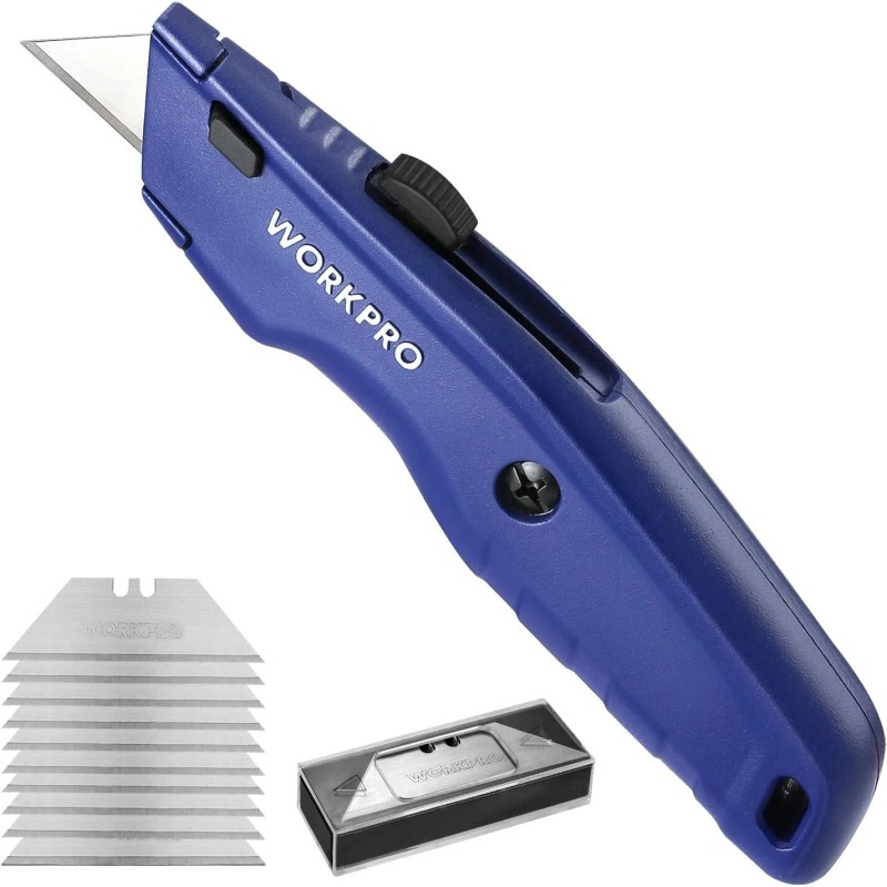 WORKPRO Premium Utility Knife Red Black Blue with 10 Extra