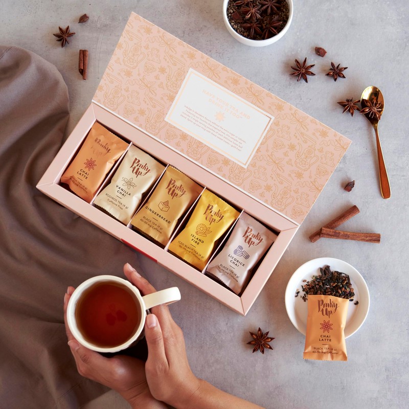Pinky Up Chai Tea Gift Sampler, Variety Tea Packets of
