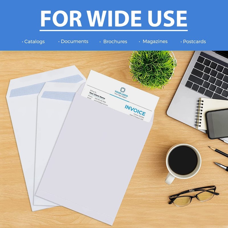 Evour, A4 / C4 Self Seal White Pocket Envelopes, Letter
