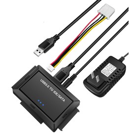 ZWWLRE USB 3.0 to SATA Adapter Hard Disk Adapter Cable， IDE to sata Adapter Universal，2.5/3.5 HDD/SSD 40 pin Hard Drive Adapter Hard Drive Adapter Outfit with 12V/2A Power Adapter