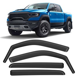 GEARMEISTER in-Channel Rain Guards Fit for RAM 1500 Crew Cab 2019 2020 2021 2022 2023 2024, Durable Side Sun Wind Window Deflectors, 2019-2024 Ram 1500 Windows Rain Guard Black 4pcs
