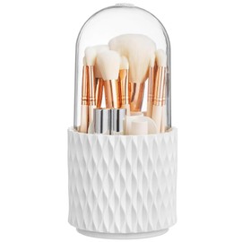 Grace & Rose Makeup Brush Holder. 360 Rotating Cosmetics MakeUp Brush Organizer Storage with lid
