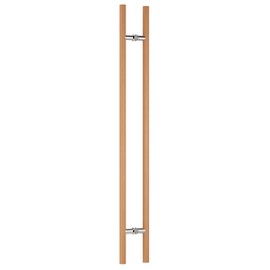 Ranbo 32" Long Beech Wood Back to Back Push Pull Handle, H Shape Sliding Door Handle Bar, Fits Glass Shower and Wood Barn Door, Ideal for Commercial Office Shop Front Entrance Sauna Store Doors