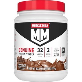 Muscle Milk Genuine Protein Powder, Chocolate, 1.93 Pounds, 13 Servings, 32g Protein, 2g Sugar, Calcium, Vitamins A, C & D, NSF Certified for Sport, E