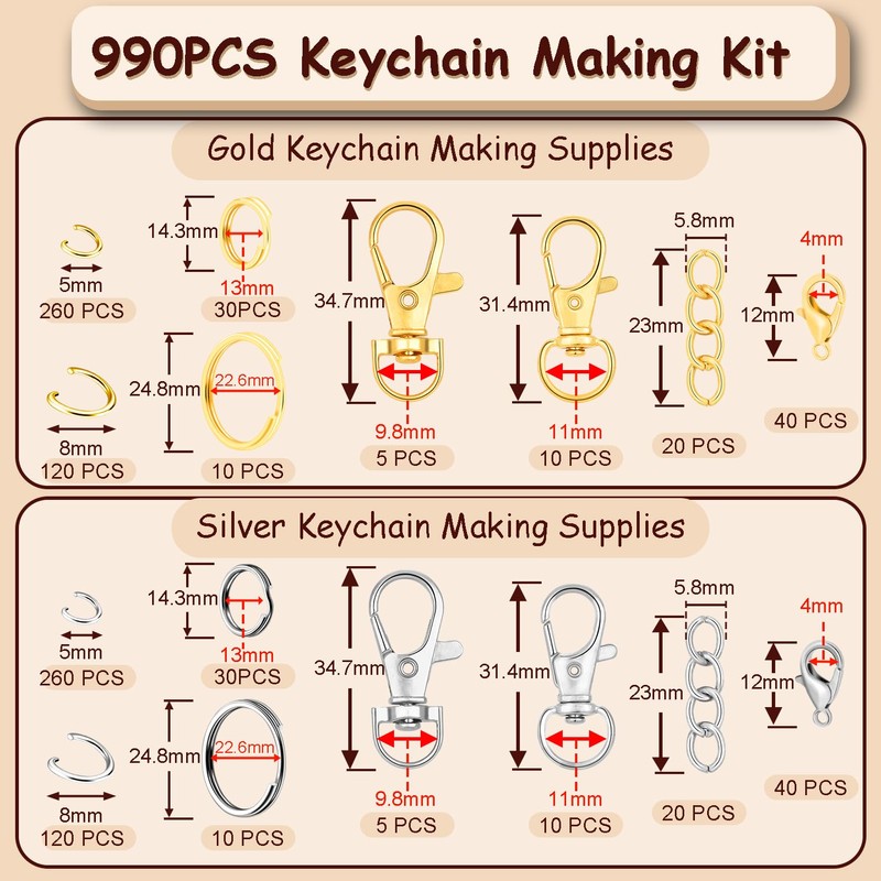990 PCS Keychain Making Kit, Jewelry and Keychain Making Supplies