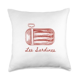 Les sardines fisherman aesthetic coastal sardine fish Throw Pillow