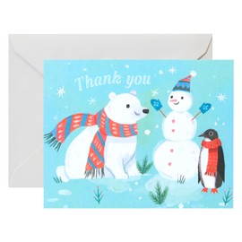 American Greetings Blank Christmas Thank You Cards, Winter Animals (25-Count)
