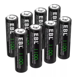 EBL 1.2V AA Rechargeable Batteries 1100mAh For Garden Solar Light NiCd Battery Lot - 8x AA 1100mAh batteries