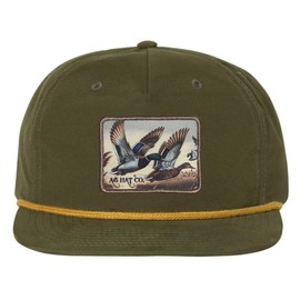 Heritage Pride AG Hat Co. Mens Patch Hat Flying Mallard Duck Embroidered Patch Rope Trucker Snapback Hat, Loden/Amber Rope