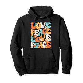 Love Peace Hippie Theme Party 60s 70s Outfit Men Women Kids Pullover Hoodie