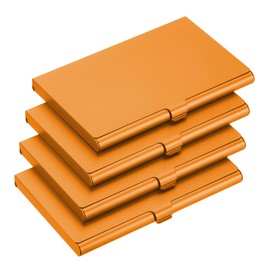 YOKIVE 4 Pcs Business Card Holder, Flip Cover Style | Keep Cards Neat, Great for Office, Home, Daily Use (Orange, 3.66 x 2.36 x 0.31-Inch)