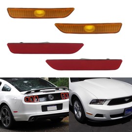 Tonsya For 2010 2011 2012 2013 2014 Ford Mustang Bumper Rear & Front Side Marker housings Amber/Red Lens housings 4pcs