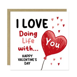 RED OCEAN Valentines Card, Love Doing Life With You, Cute Valentines Card for Wife Husband Girlfriend Boyfriend, Valentines Greeting Cards For Him Her, Valentines Day Cards, Romantic Valentines Card