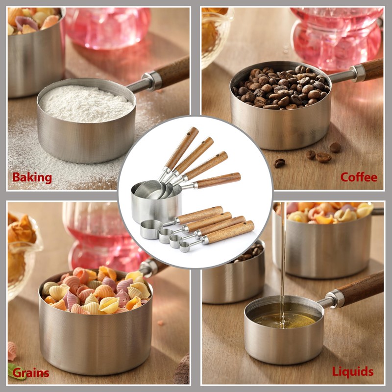 8PCS Measuring Cups, DAJLFA Stainless Steel Measuring Cups and Spoons