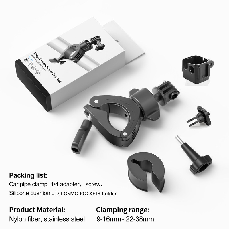 Bike Motorcycle Handlebar/Seatpost/Pole Clamp Mount with 360°Rotation Compatible with GoPro