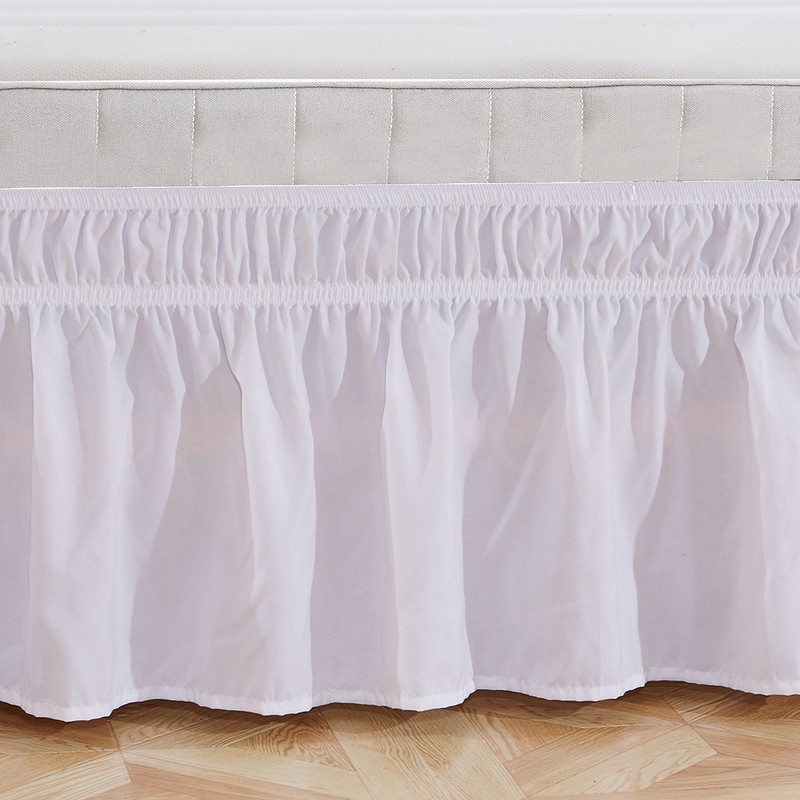 Elastic Polyester Bed Skirt Ruffle Easy Fit Spread Cover Valance