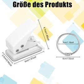 Pocket Hole Punch, Small Hole Punch for Folders, Flight Hole Punch for Office, White, School and DIY Projects, Mini Hole Punch for Photo Albums, Souvenirs and Bookmarks, Pocket Hole Punch School