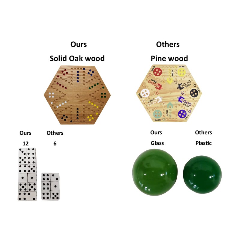 Solid Oak Double Sided Marble Board Game Hand Painted by